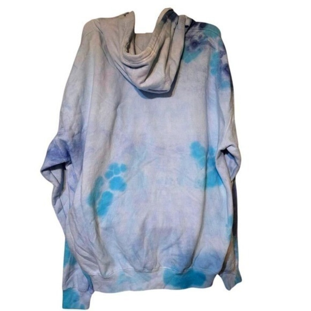 AC/DC Tie Dye Hoodie 3XL Blue Graphic UK Tour Sweatshirt Y2K 80s Vintage Style - Picture 4 of 6